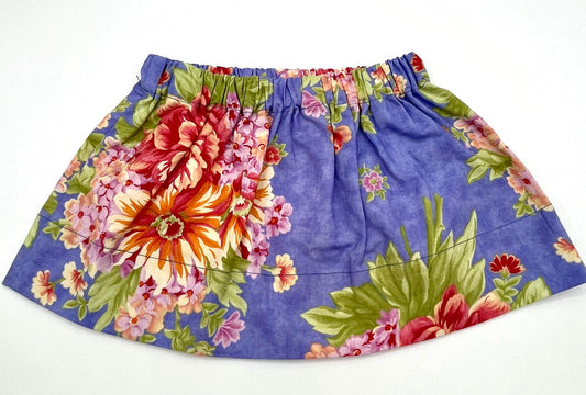 1 Y Skirt - Purple w/Bold Flowers Vintage Print