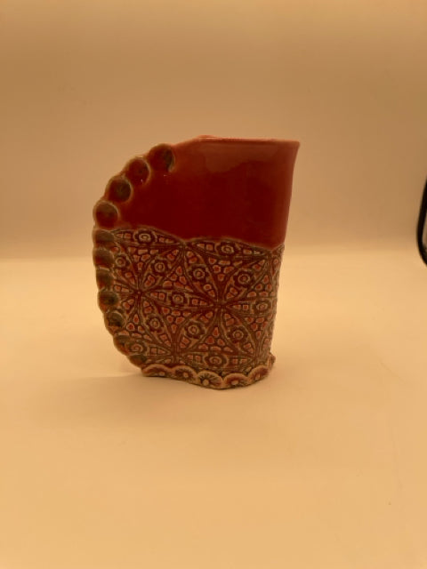 Side Pinched Ruby Vase