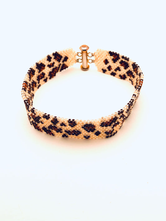 Beaded Leopard Print Bracelet, Small