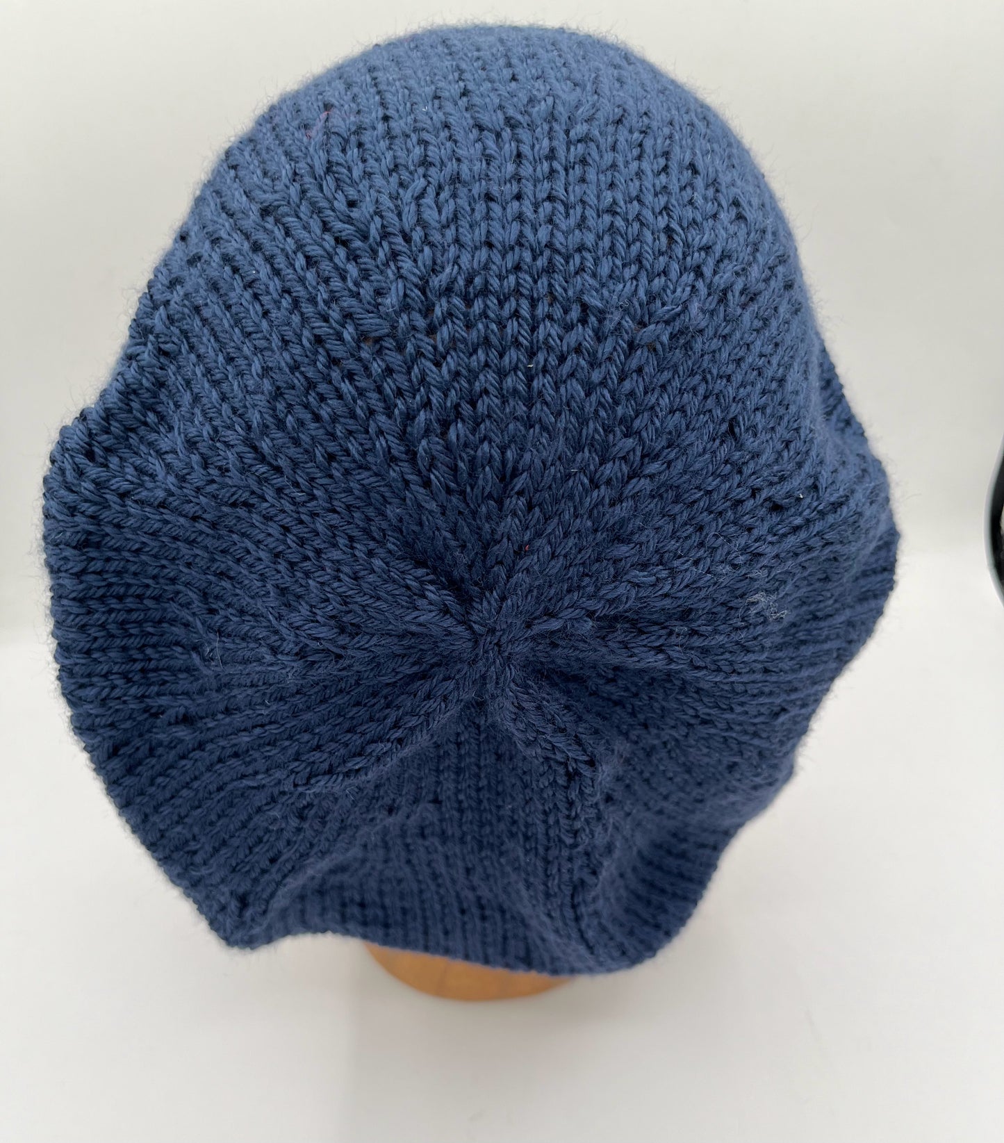 Navy Acrylic Stockinette Knit Slouch Hat