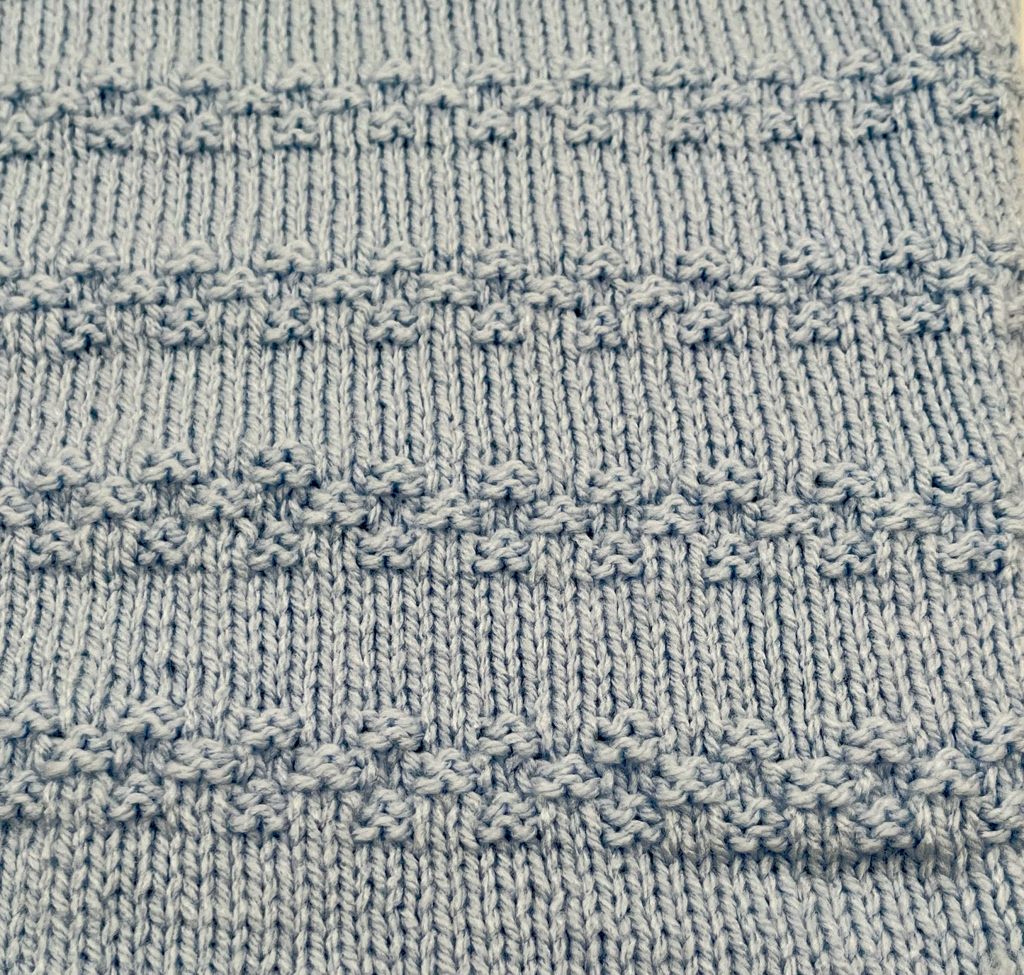 Blue Striped Acrylic Knit Blanket