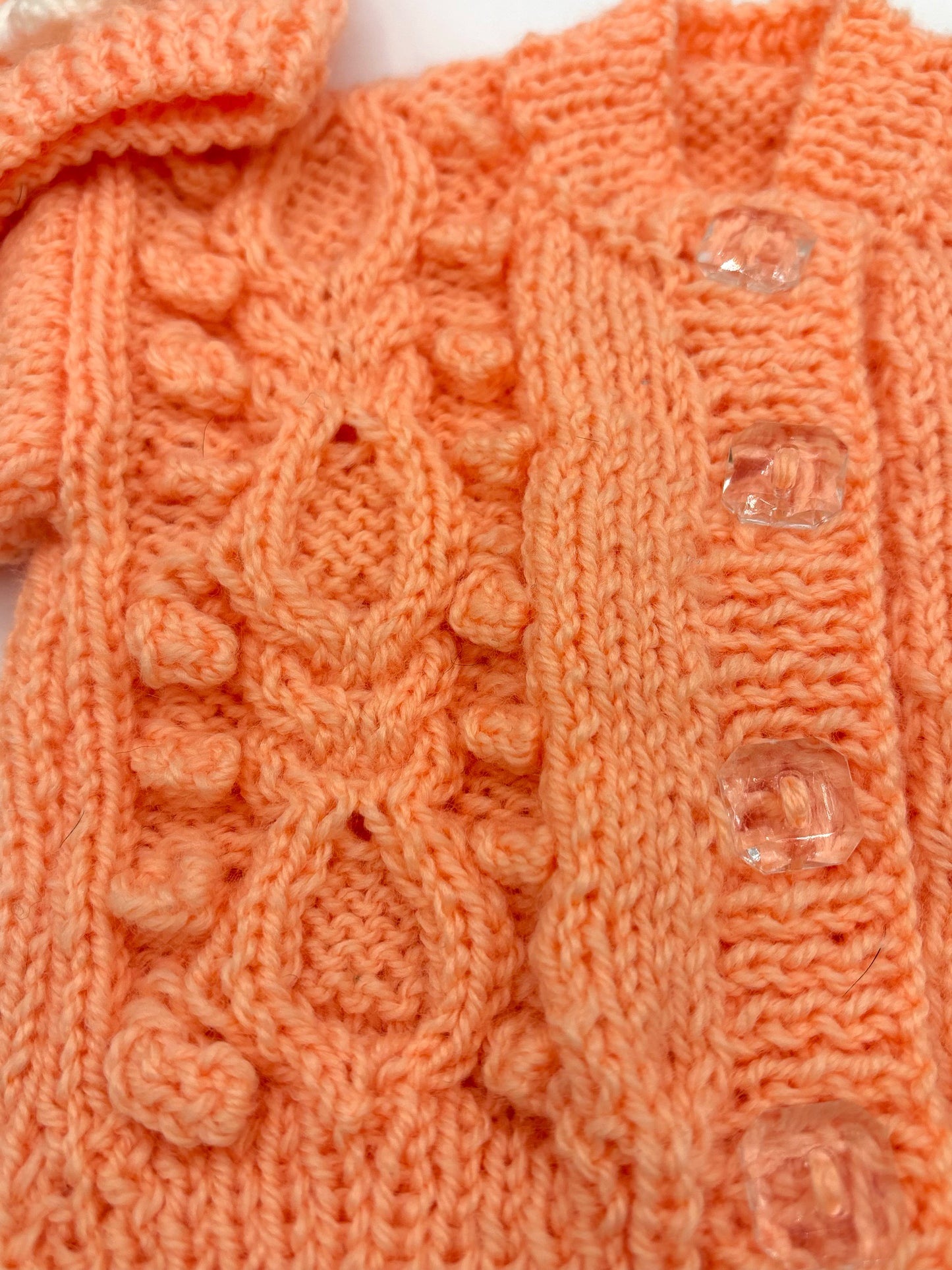 0-3 M Peach Acrylic Cable Knit Cardigan Set