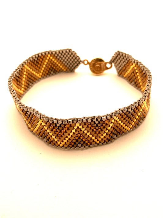 Beaded Chevron Bracelet, Gold