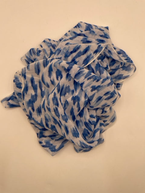 White And Blue Brushstrokes Scarf