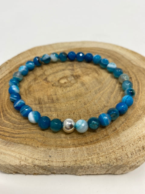 Blue Fire Agate Faceted Bracelet