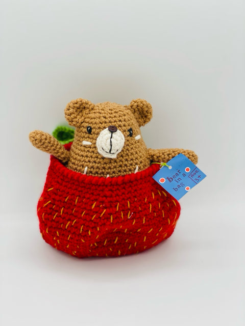 Bear in a strawberry bag