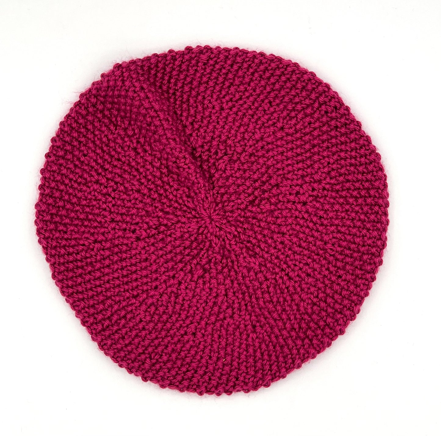 Fuchsia Acrylic Seed Stitch Knit Beret Hat