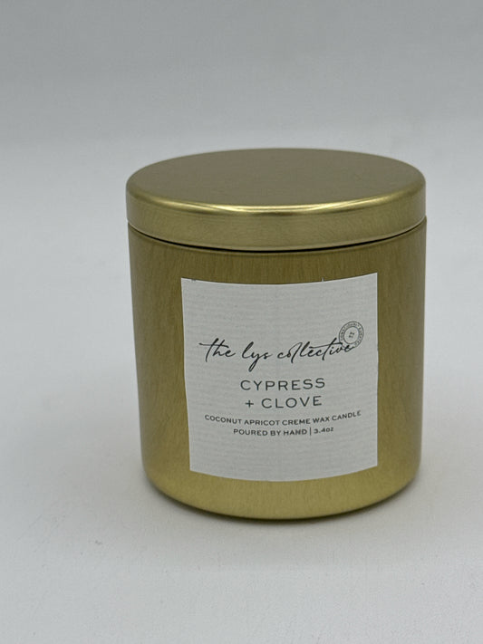 3.4 Oz Travel Tin Candle in Cypress and Clove Scent