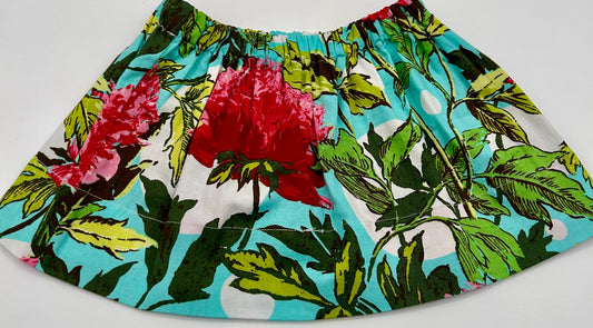 1-2 Y Twirly Skirt - Magenta Peony Floral Vintage Material