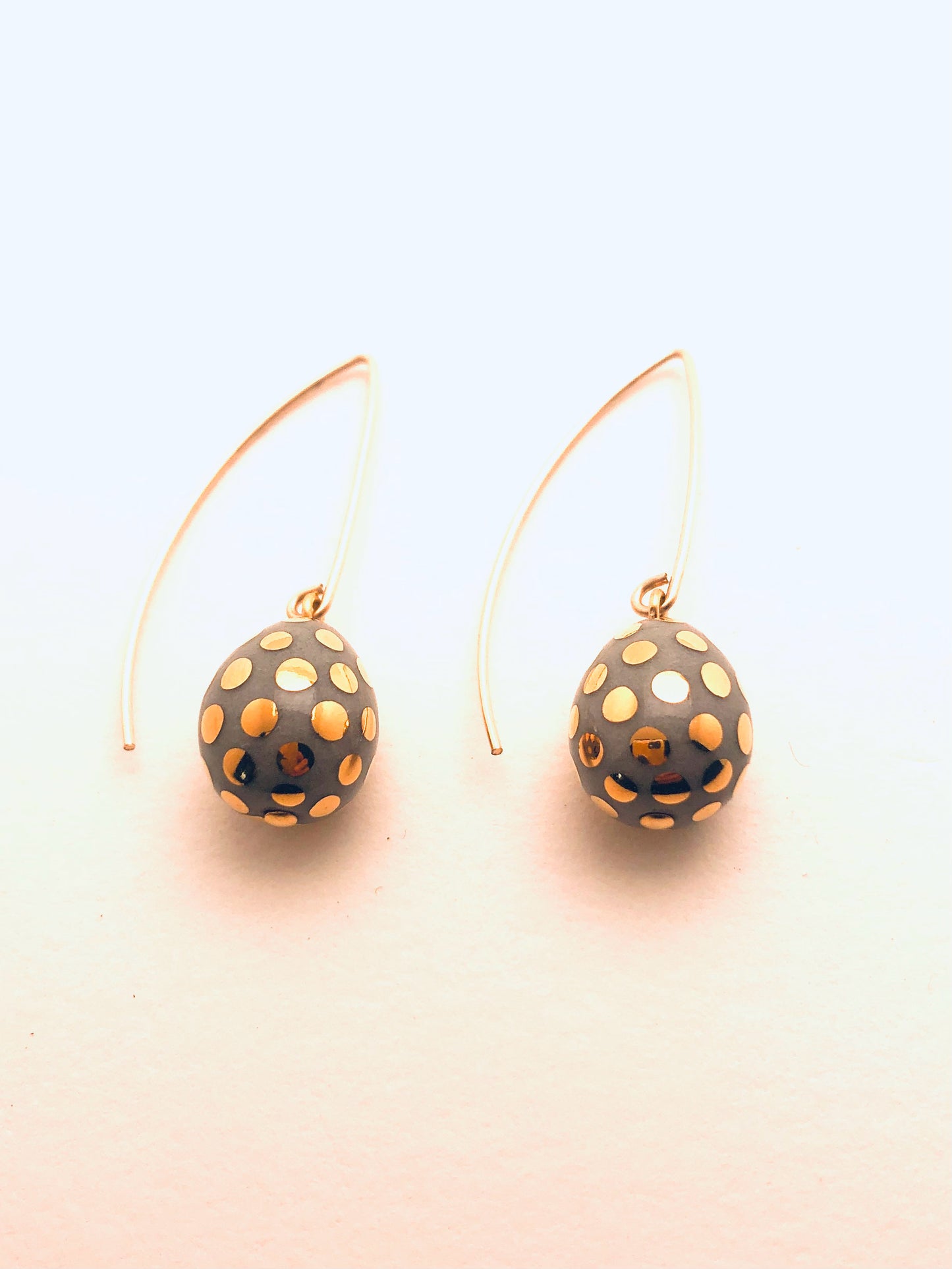 Ladybug Teardrop Earrings, Gray