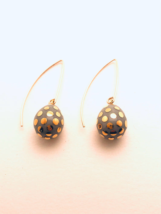 Ladybug Teardrop Earrings, Gray