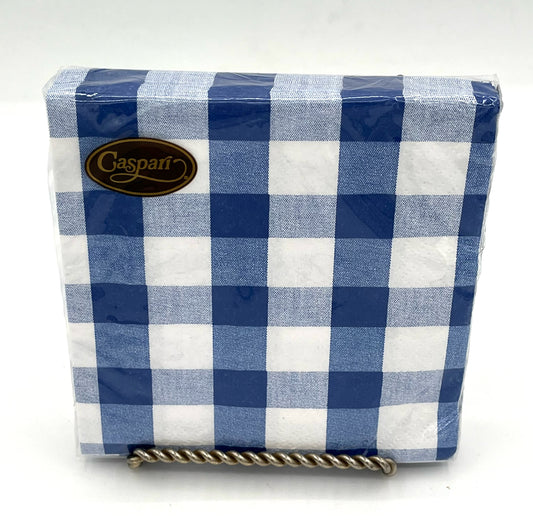 Gingham Blue Cocktail Napkins