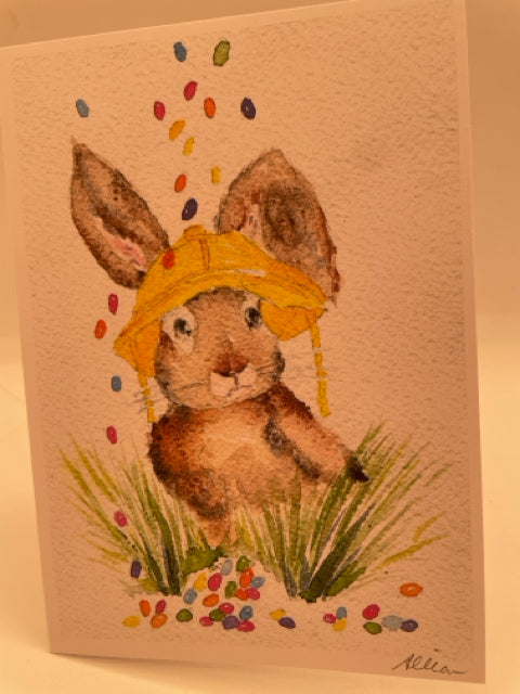 Rain Bunny Easter Card