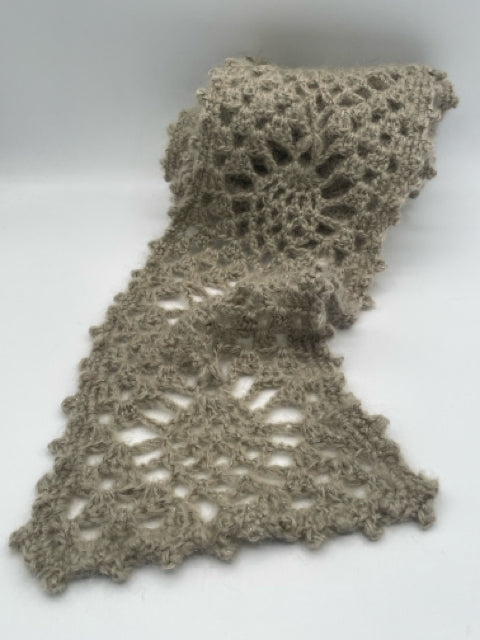 Mohair and Lurex Pewter Gray Lace knit Scarf