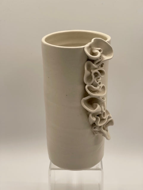 Tall Porcelain Bud Vase With Cascade of Flowers