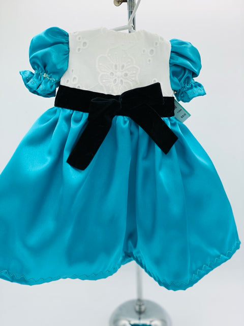 Tourquoise Satin with Velvet Bow Party Dress for 18" Doll