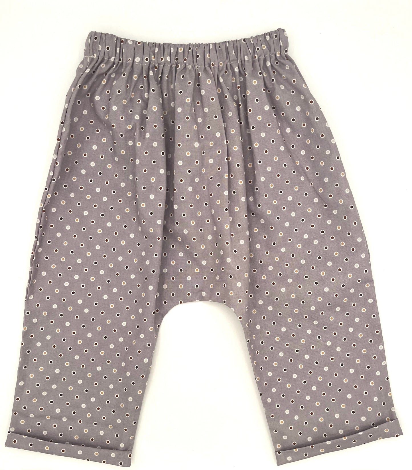 2 T Happy Pants - Light Gray w/Polka Dots