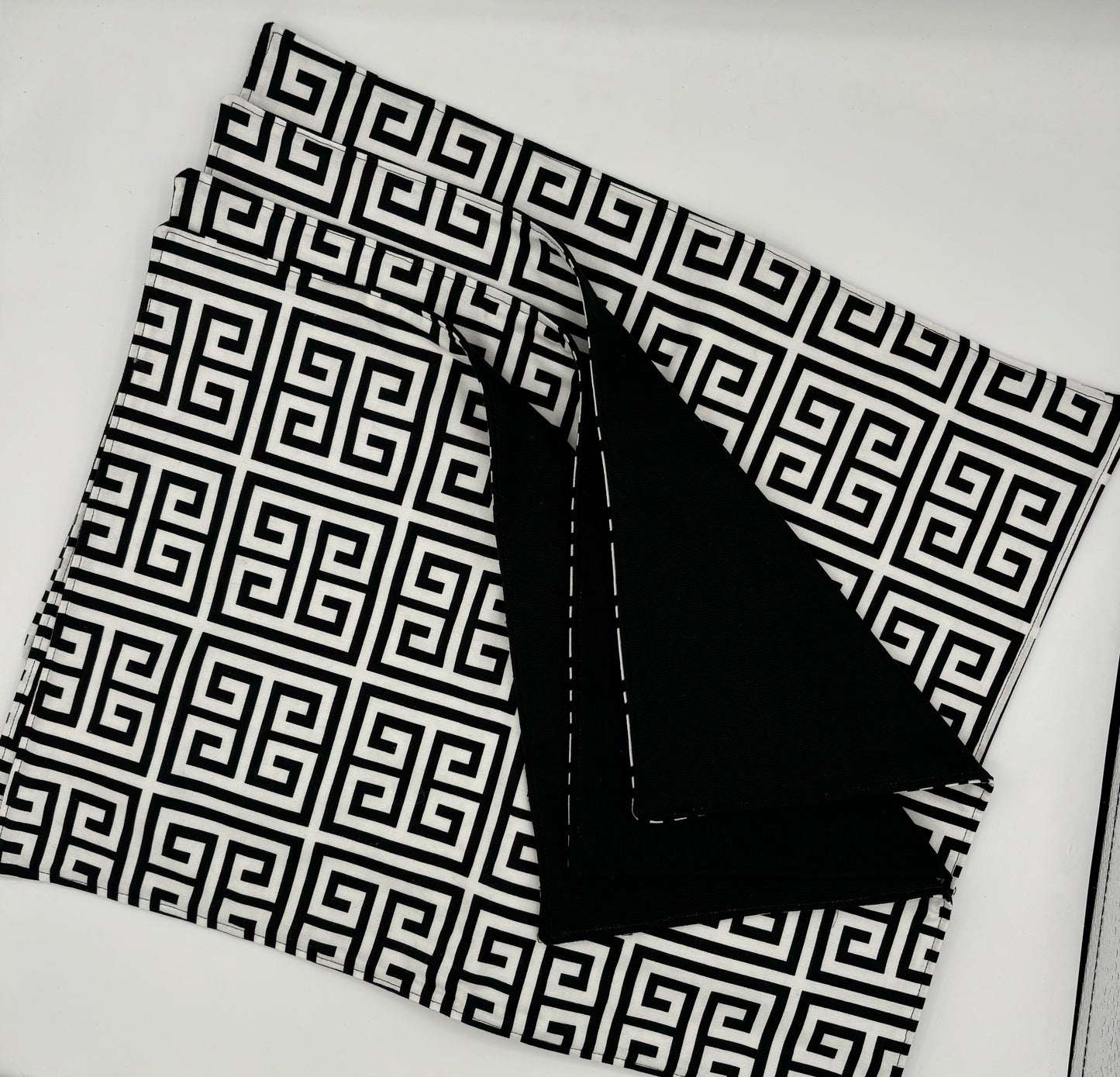 Black & White Greek Key Placemats - Set of 4, Cotton