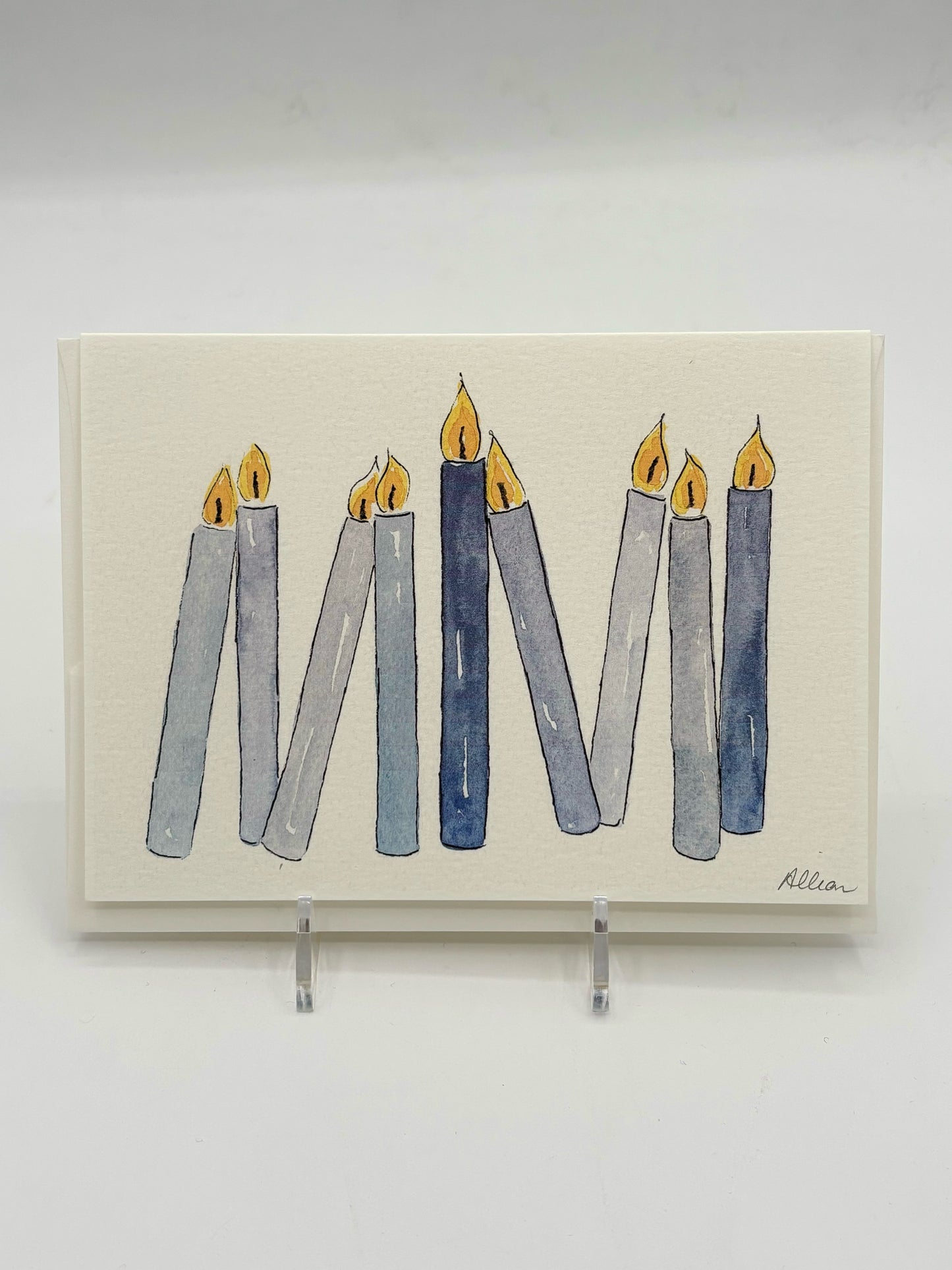 Hanukkah Blue Candles Card