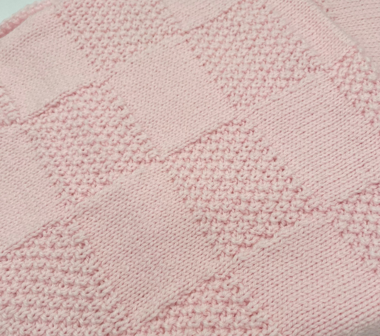 Pink Checkerboard Acrylic Knit Blanket