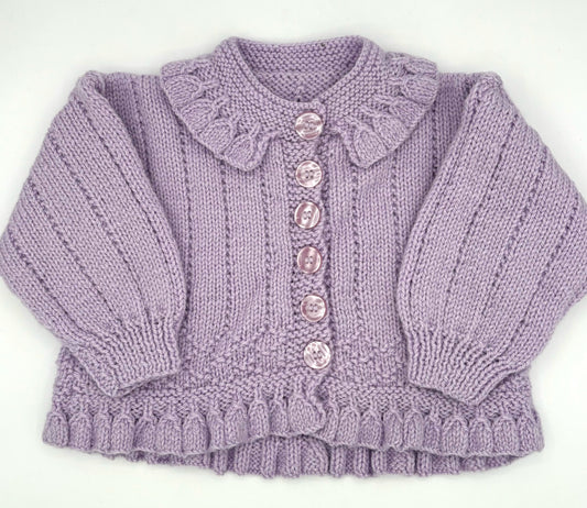 12 M Lavender Acrylic Knit Cardigan