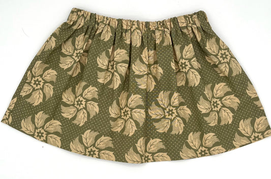 2-3 Y Twirly Skirt - Sage & Cream Geometric Flower Vintage Material