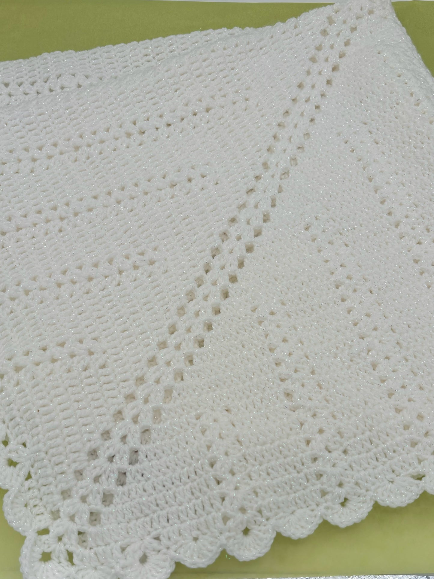 White Acrylic Crochet Blanket