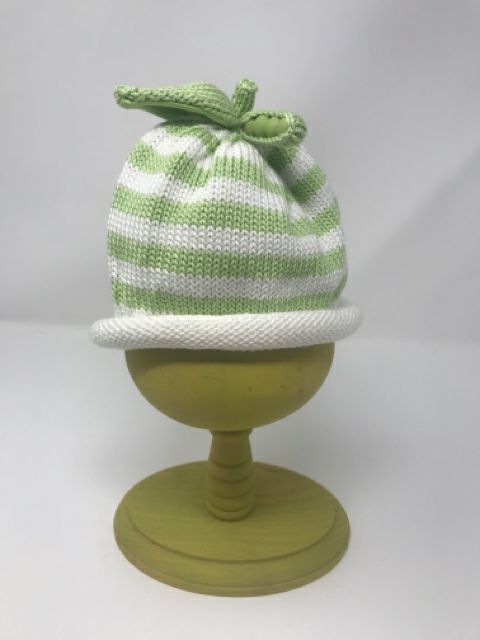 3-6 M Green & White Striped Cotton Knit Sweet Pea Hat