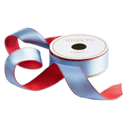 Satin Cornflower/Red Reversible Ribbon