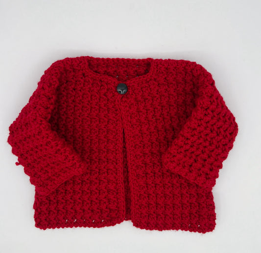 9-12 M Cranberry Acrylic Crochet Swing Jacket