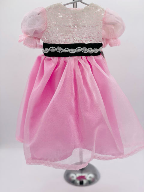 Pale Pink and White Sequined Party Dress for 18" Doll