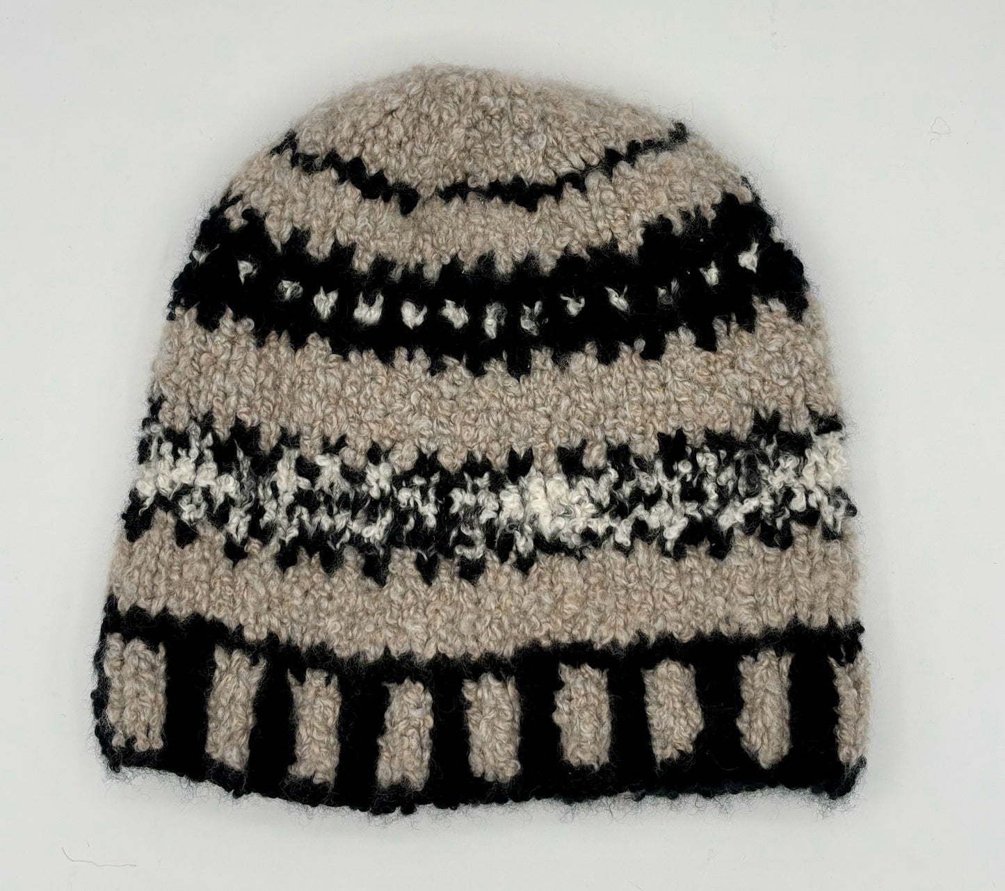 M/L Black and Tan Cashmere Beanie