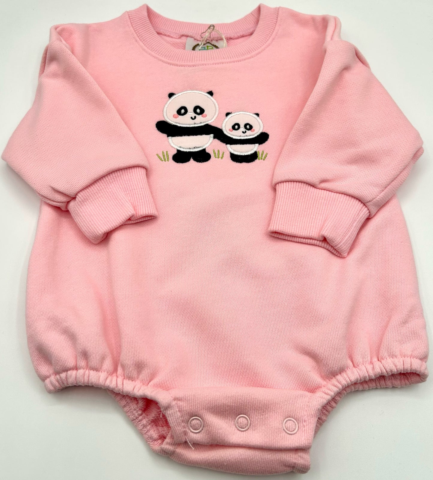 18M Long Sleeve Sweatshirt Onesie - Pink w/Panda Applique