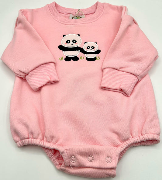 18M Long Sleeve Sweatshirt Onesie - Pink w/Panda Applique