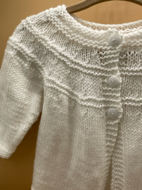 0-6 M White Acrylic Knit Cardigan