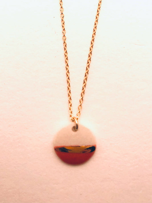 Striped Circle Necklace, Red