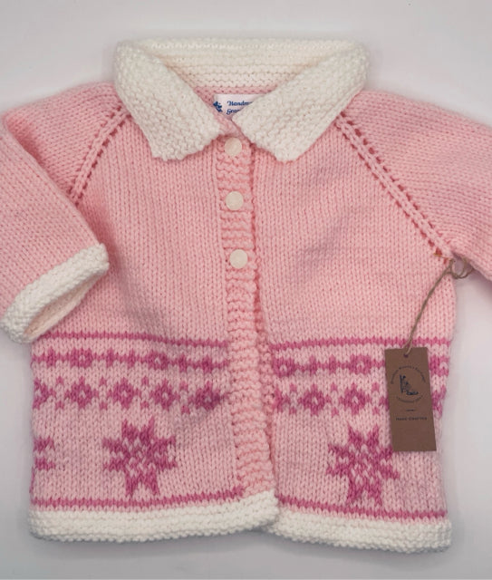 2 Y Light Pink with Snowflake Knit Cardigan