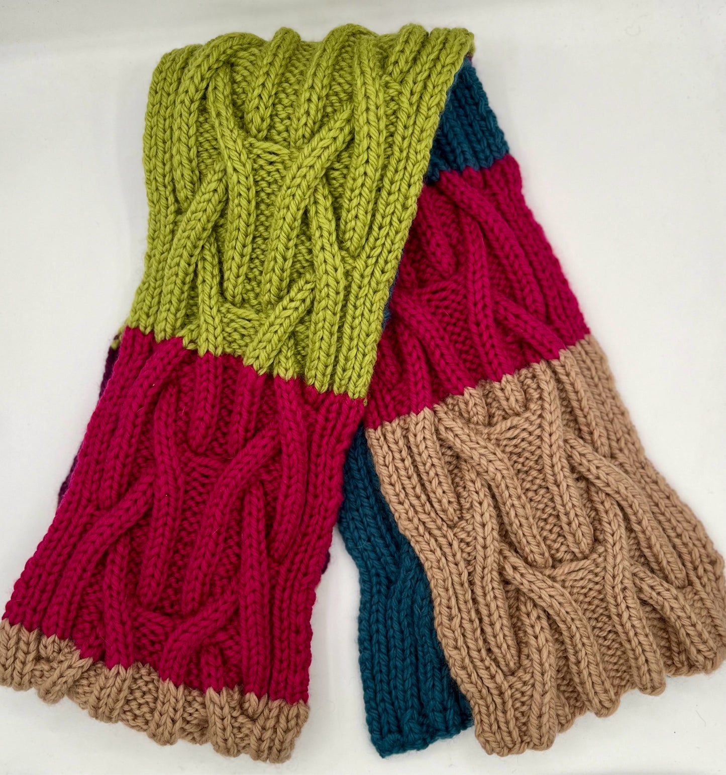 Multi Color Wool Patchwork Knit Scarf