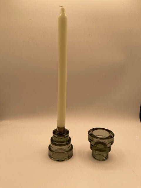 Gray Glass Candle Holdery For Taper Or Votive