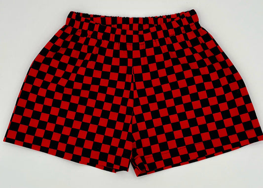 6-12 M Camp Shorts - Racing Check Vintage Material