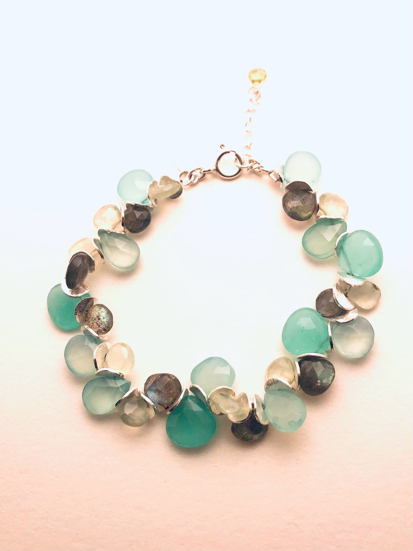 Signature Water Color Bracelet, Labradorite, Prehnite, Chalcedony, Sterling