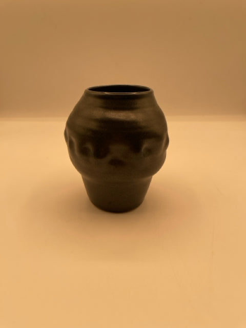 Small Black Dimpled Stoneware Vase