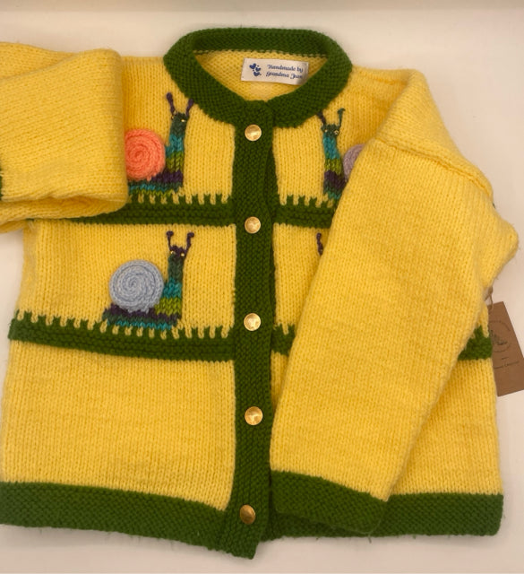 4-5 Y Yellow Acrylic Snail Knit Cardigan