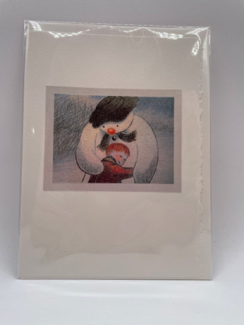 Boy With Snowman Christmas Card