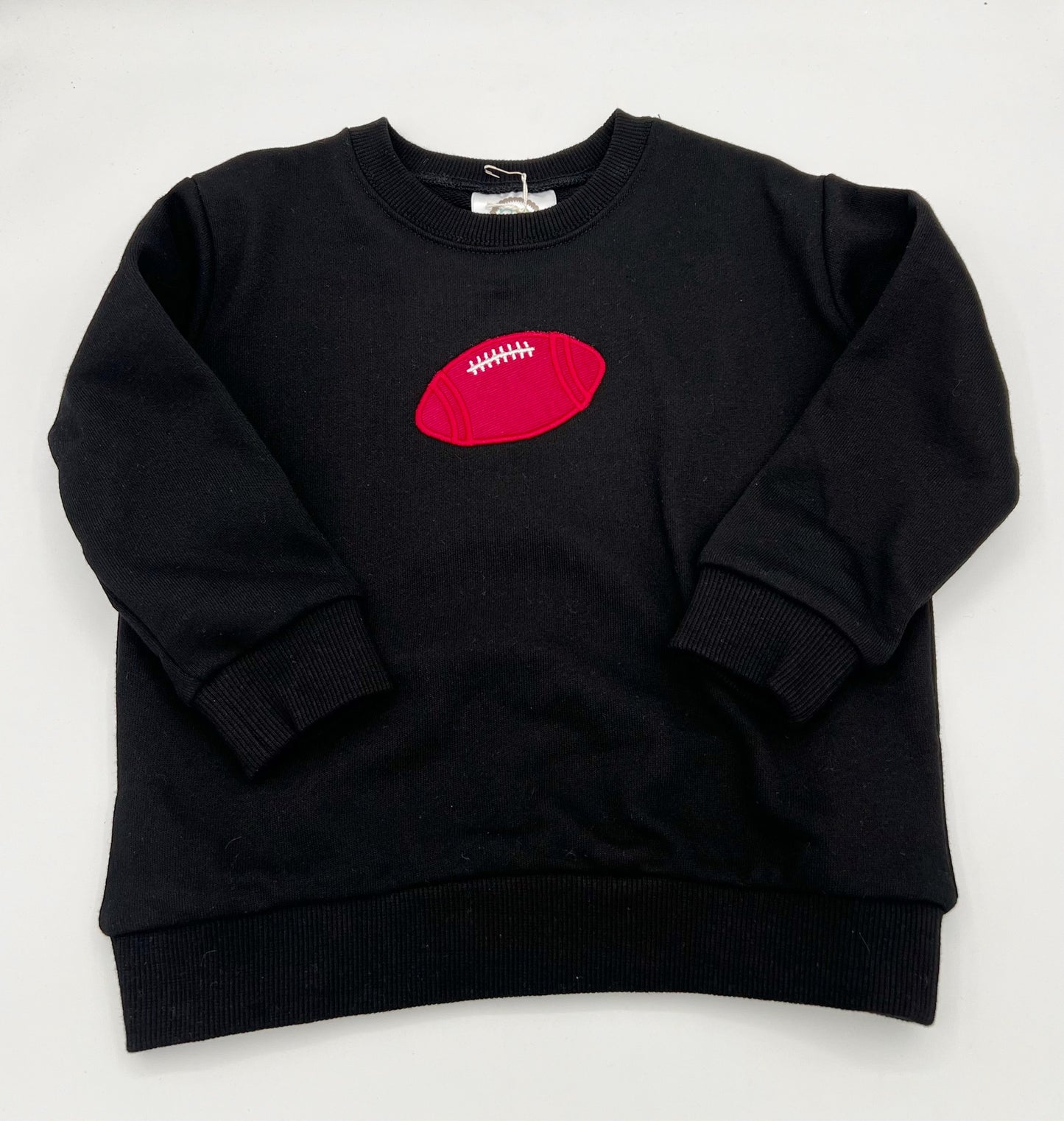 2 T  Sweatshirt - Black w/Red & White Football Applique