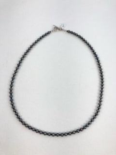 Black Pearl, Black Spinel Beads and Hill Tribe Clasp Necklace