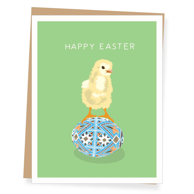 Easter Chick With Eggs Card