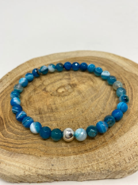 Blue Fire Agate Faceted Bracelet