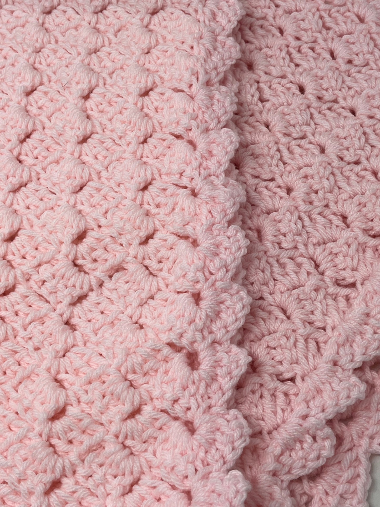 Pink Acrylic Crochet Baby Blanket