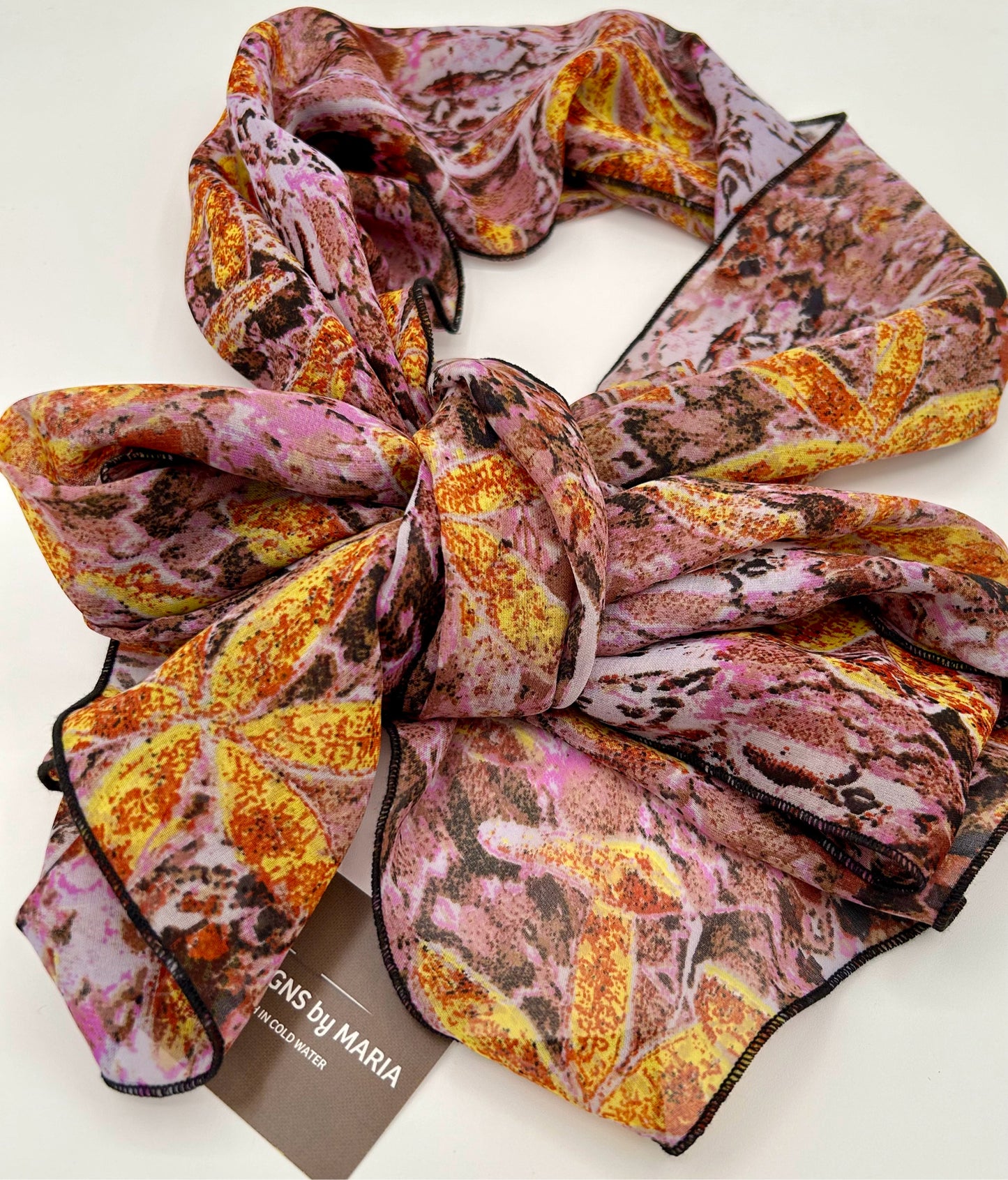 Rust & Purple Floral Polyester Scarf